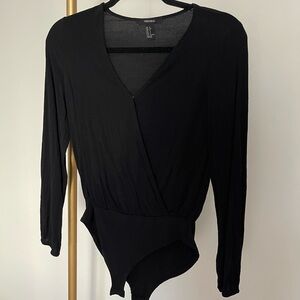 Forever 21 Black Long Sleeve Bodysuit size S